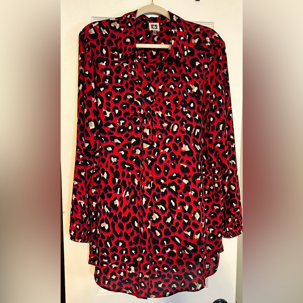 Anne Klein leopard print tunic sz XL